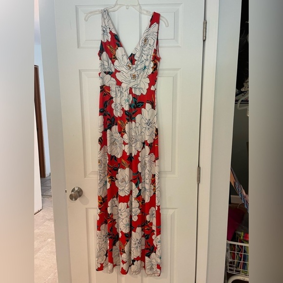 C&C California Dresses & Skirts - C&C CALIFORNIA ORANGE/WHITE FLORAL TANK MAXI DRESS